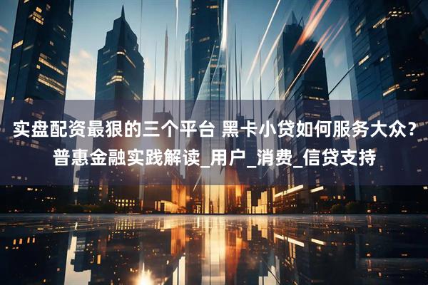 实盘配资最狠的三个平台 黑卡小贷如何服务大众？普惠金融实践解读_用户_消费_信贷支持