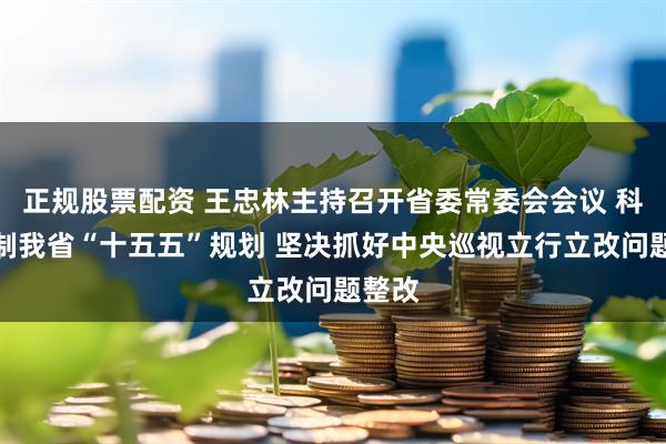 正规股票配资 王忠林主持召开省委常委会会议 科学编制我省“十五五”规划 坚决抓好中央巡视立行立改问题整改