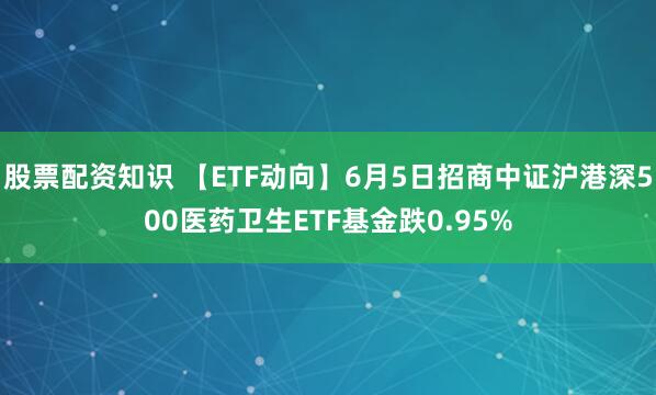股票配资知识 【ETF动向】6月5日招商中证沪港深500医药卫生ETF基金跌0.95%