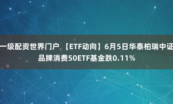一级配资世界门户 【ETF动向】6月5日华泰柏瑞中证品牌消费50ETF基金跌0.11%